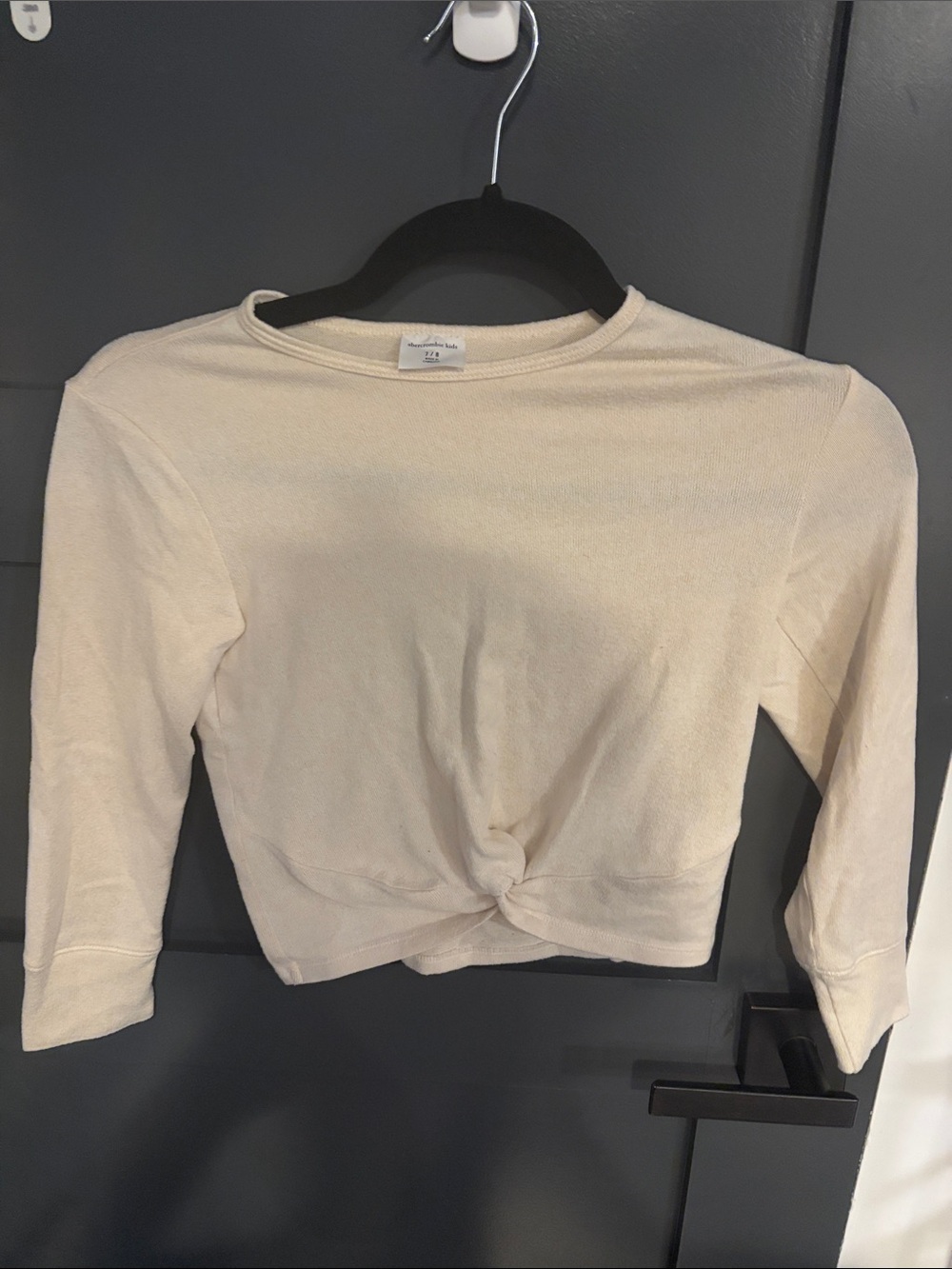 abercrombie kids Cream Knot-Front Long Sleeve Top